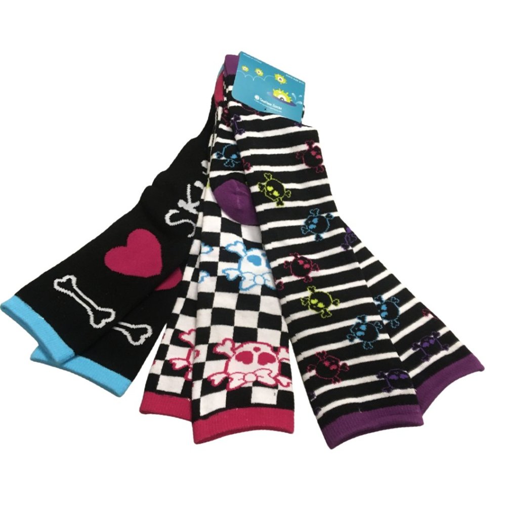 TeeHee Novelty Cotton Knee High Fun Socks For Junior and Women (Skull)